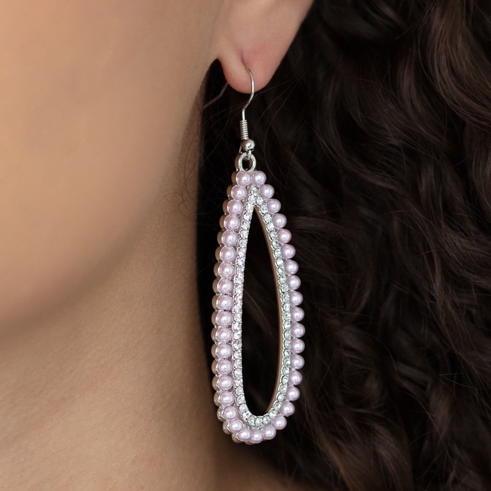 Pink and White Fishhook Earrings